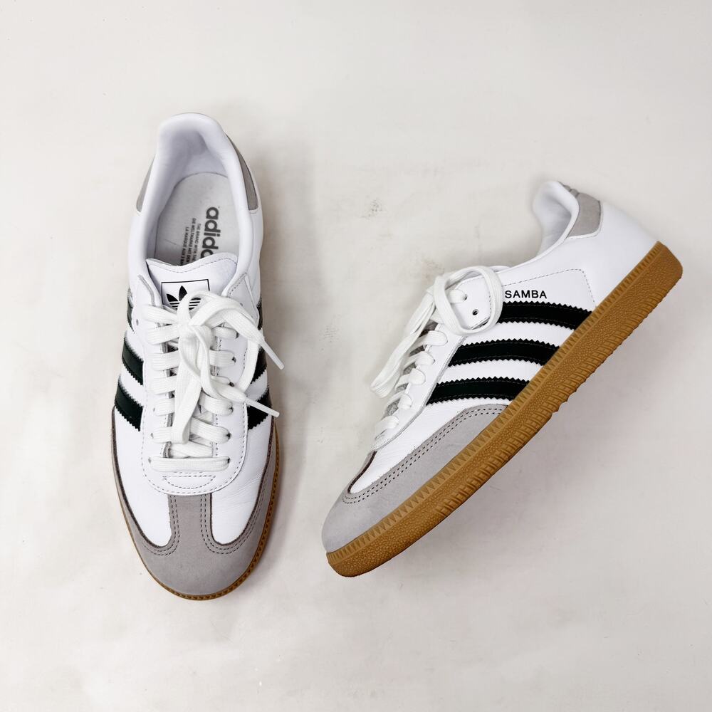 [Adidas] Sambas OG White Forest Green Stripes Lace Up Casual Sneakers Size 9 EUC - Picture 6 of 10